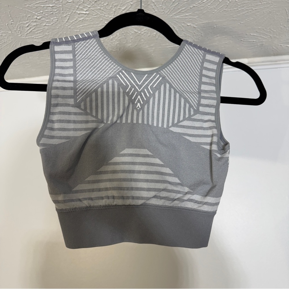 Gray Striped Crop Top